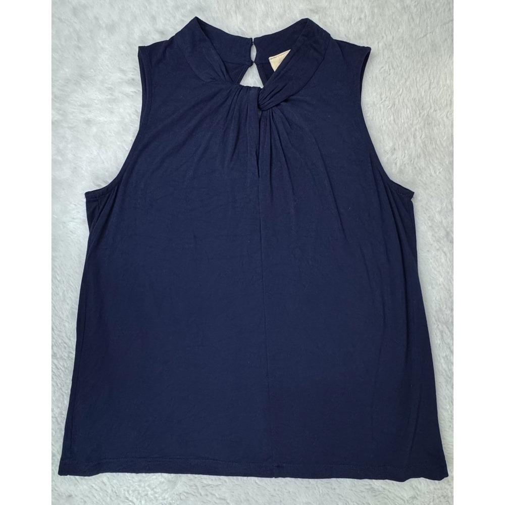 Vanessa Virginia Anthropologie Derva Twisted High Neck Tank Top Navy Small EUC
